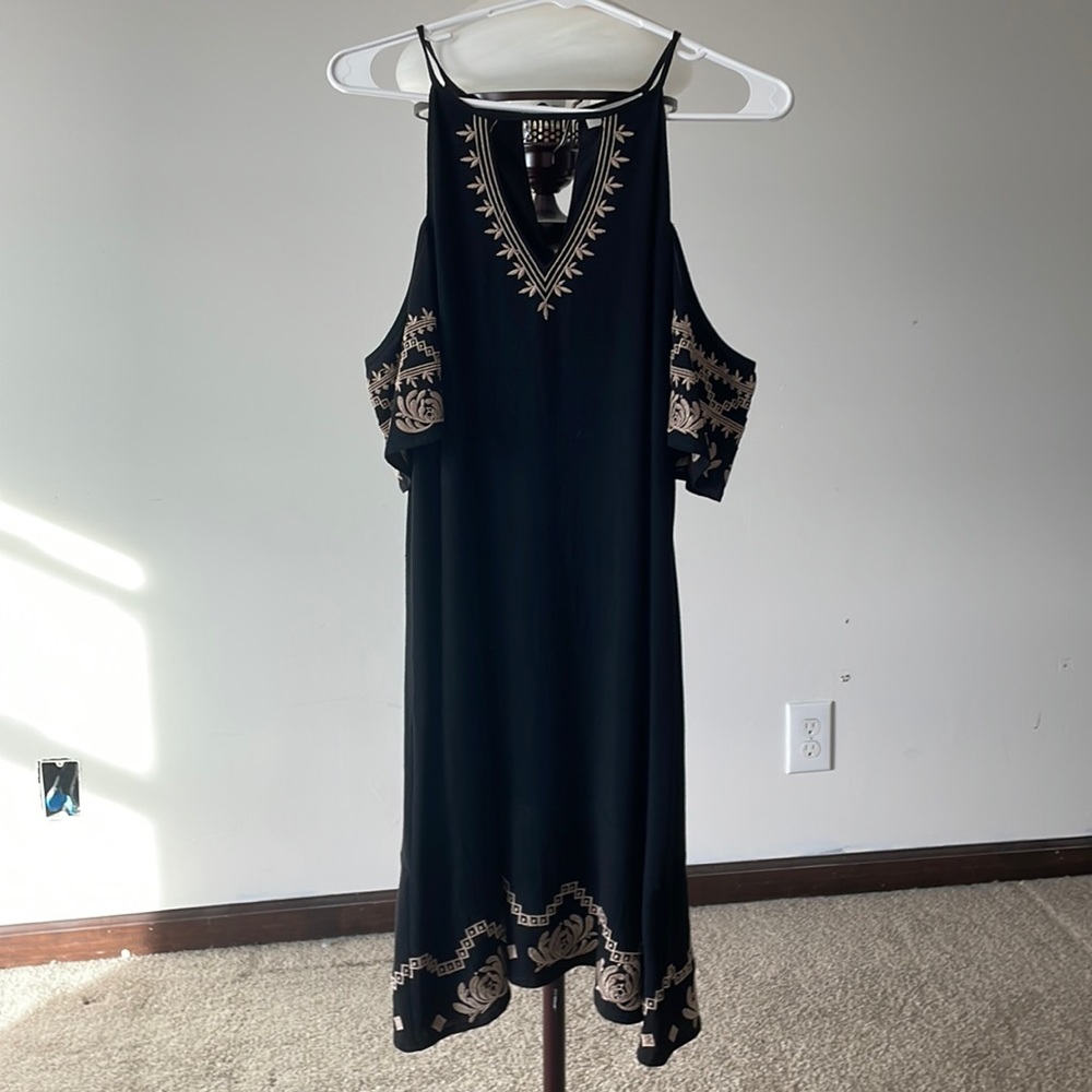 Black peek-a-boo shoulders dress